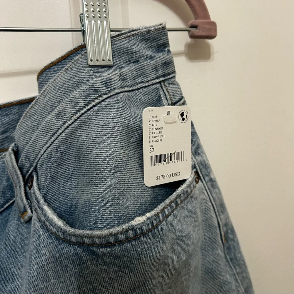 NWT Agolde Dame Denim Shorts High Rise Baggy Cuff Tension